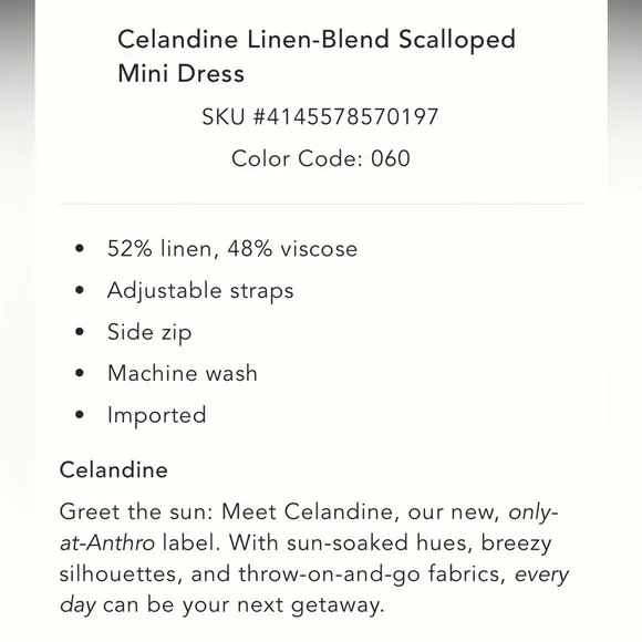 Anthropologie Celandine Linen-Blend Scalloped Mini Dress - Picture 4 of 5
